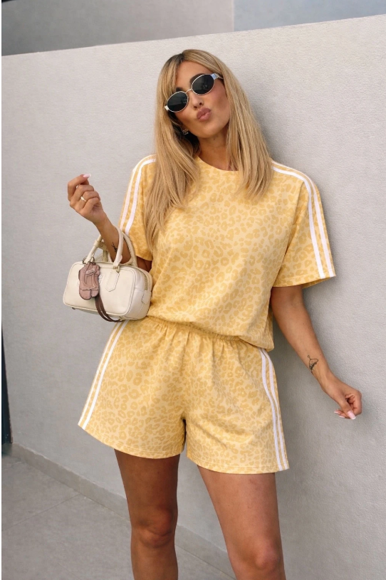 Ensemble short à bandes imprimé léopard