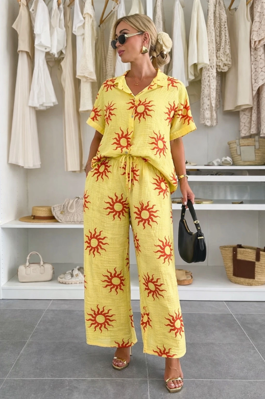 Ensemble gaze de coton imprimé soleil
