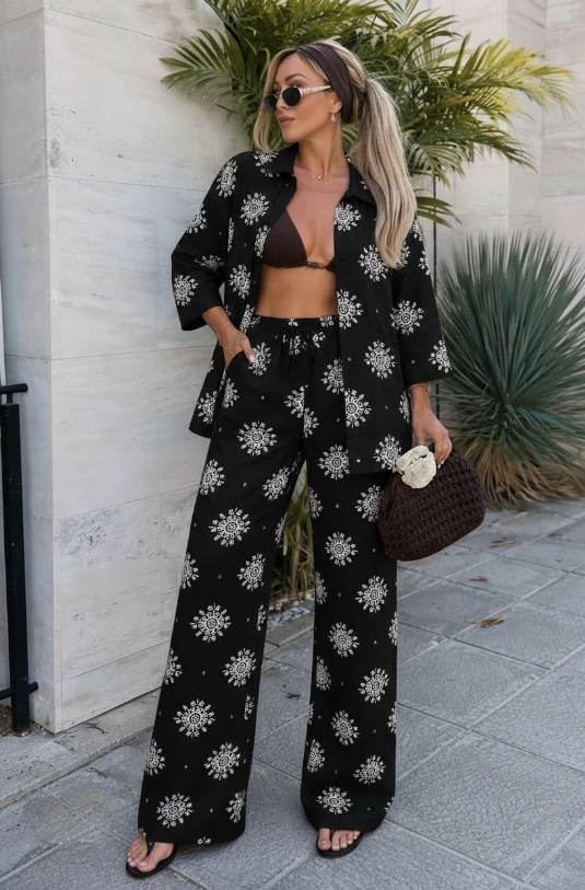 Ensemble Oversize Imprimé Bohème Chemise et pantalon